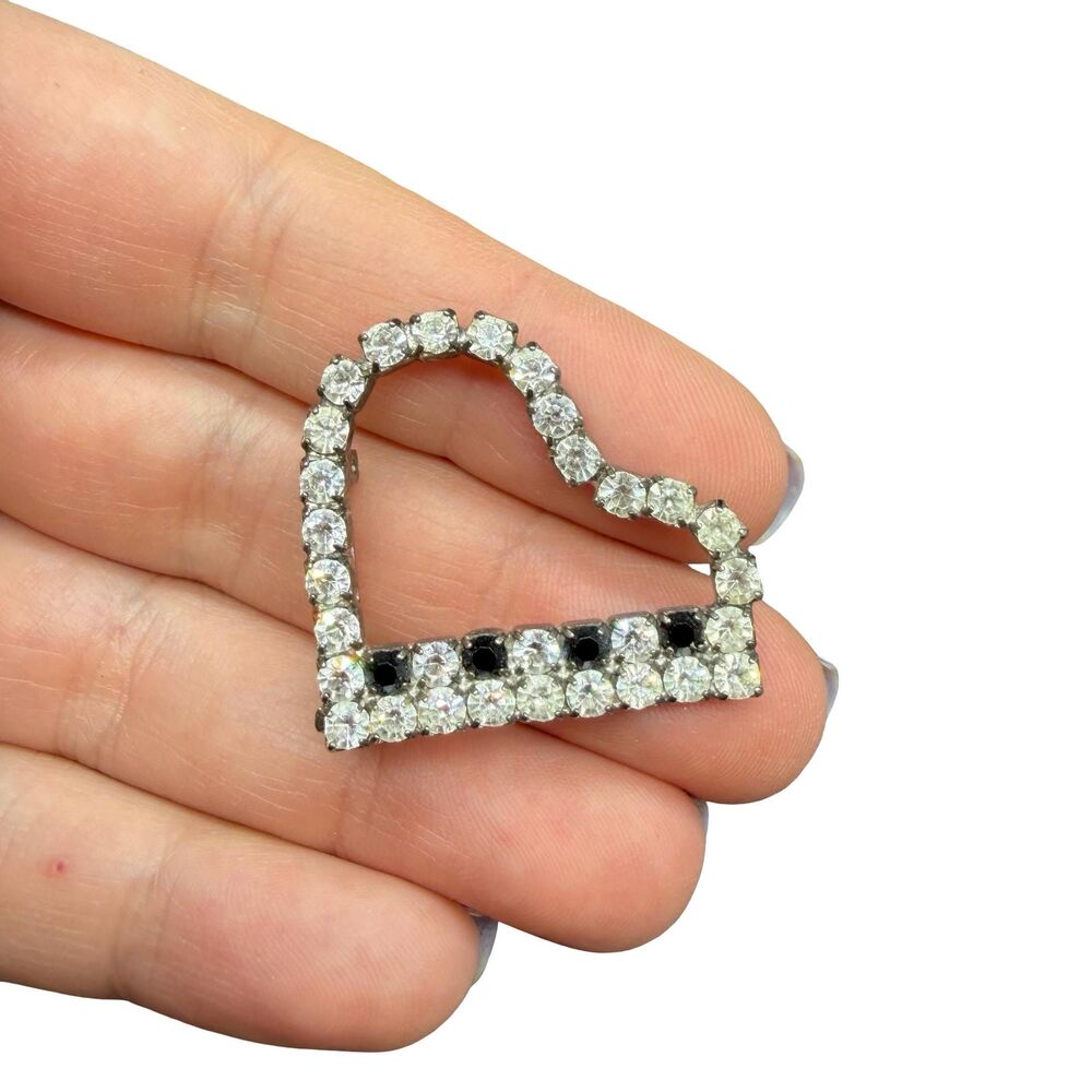 Vintage Jewelry Piano Love Brooch Heart Piano Rhinestone Pin Piano Gift